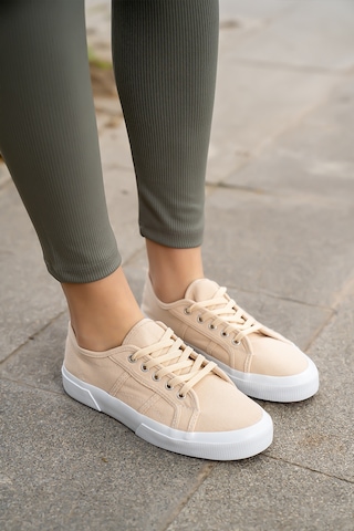 Kadın Keten Sneaker Bej
