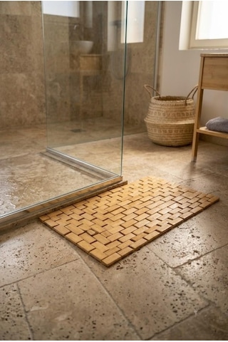 Atbyhome Bambu Banyo Paspası 40x60 Cm - Ahşap Duş Önü Banyo Matı Ve Kaymaz Paspas Suya Dayanıklı