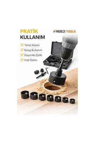 16 Parça Panç Seti 19-64 Mm Ahşap Metal Plastik Delme Uçları Seti