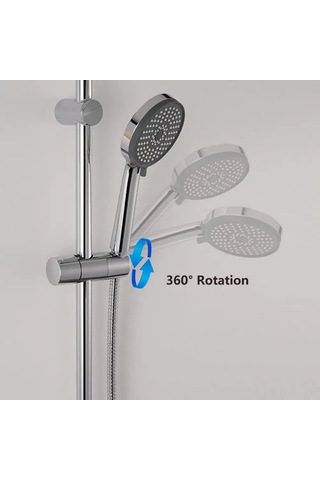 Gajeena Dürtme Ve Çıkarma Gerektirmeyen, Açı Ayarlanabilir, Dayanıklı Abs Duş Başlığı Tutucu - Eviniz İçin Evrensel Uyumlu, 19-25mm Raylara Uygun Gümüş