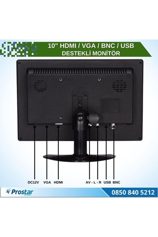 10.1 İnç Büyük Ekranlı Hdmi Vga Bnc Av Usb Girişli Monitör