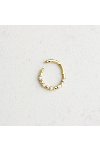 Glorria Altın Beş Taş Halka Piercing Sarı