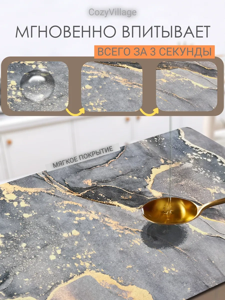 Cozy Village 40x30cm Emici Bulaşık Kurutma Paspası 260073513 Gri