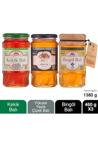 Balparmak Kekik Balı + Yüksek Yayla Balı + Bingöl Balı 3 x 460 G