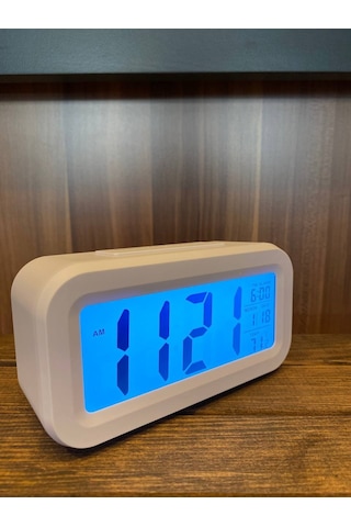 Dijital Masa Saati Alarm Tarih Saat Derece Gece Sensörlü Işıklı