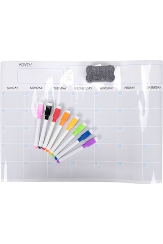 A3 Manyetik Beyaz Tahta Kuru Silinebilir Takvim Seti Buzdolabı İçin 17x12 İnç