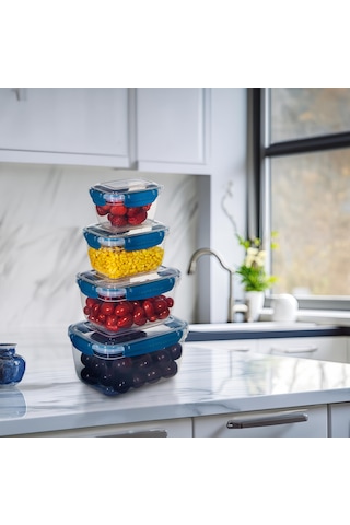 4'lü Master Dikdörtgen Saklama Kabı 550 ML - 1000 ML - 1800 ML - 3000 ML 001