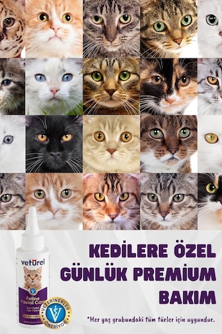 Veturel Kedi Yüz Temizleme Kulak Burun Ağız Çene Gözyaşı Lekesi Bakım Spreyi 3 x 100 ML
