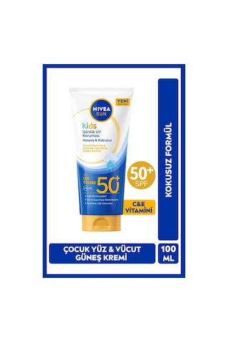 Sun Spf50+çocuklar İçin Çok Yüksek Güneş Korumalı Yüz,vücut Güneş Kremi 100 Ml,kokusuz,e,c Vitamini