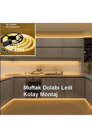 Tak Çalıştır Mutfak Dolabı Ledi Şerit Led 5 Metre Günışığı