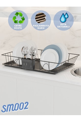 Suntel Mat Siyah Tek Katlı Bulaşıklık Tabaklık Diğer