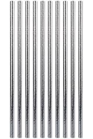 Geekyou Gümüş Renkli 100 Adet Gıda Grubu Folyo Kağıt Pipetler - Düğün, Parti Ve Banket Dekorasyonu İçin Çevre Dost Pipet Seti