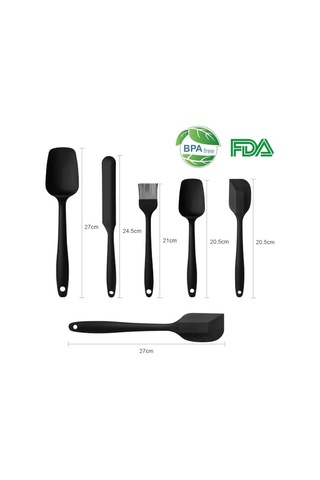 Silikon Mutfak Yardımcısı, 6 Adet Silikon Spatula, Çorba Kaşığı, Fırın Fırçası, Spatula, Isıya Dayanıkl Çok Renkli