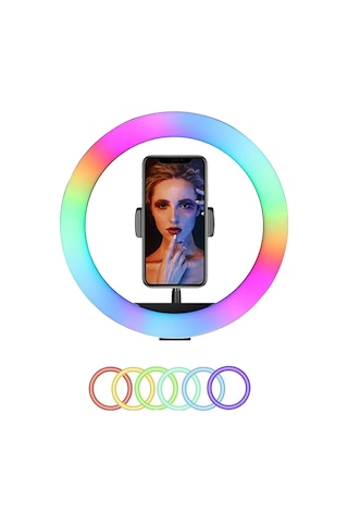 Soft Ring Light Mj30 12" 30cm Rgb Led Halka Işık Tripodlu Selfie Işığı Siyah