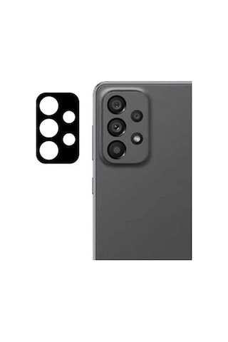 Microcase Samsung Uyumlu Galaxy A73 5G Kamera Camı Lens Koruyucu MetalÇerçeveli Kapalı Tasarım - Siyah