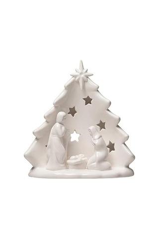 Creative Co-op U X 10,16 Cm G X 13,24 Cm Y Ağaç Ve Kesimli, Beyaz Figürler Ve Heykelcikler, Çoklu Seramik