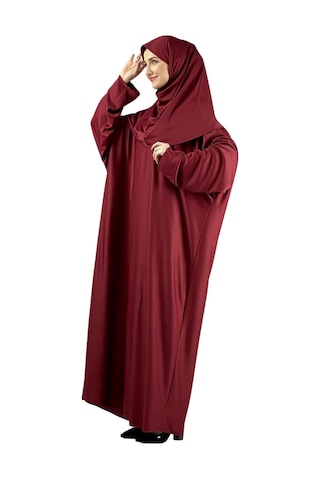 Modish Group Zarif Namaz Elbisesi Ve Türban Tesbih Set Tesettür Şal Müslüman Kıyafetleri Abaya - Indigo Bordo