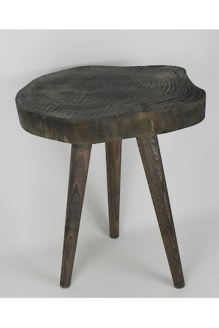 Doğal Ahşap Sehpa 32x45 Cm Ahşap Ayaklı Renk Siyah