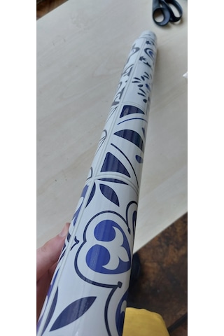 Mavi Çini Desenli Yapışkanlı Kaplama Kağıdı Büyük Boy 5 Metre
