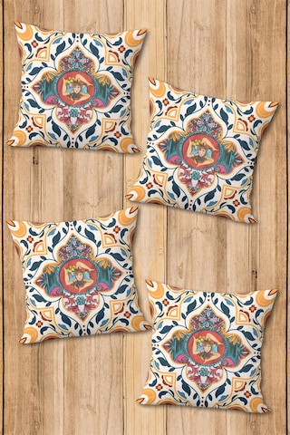 Dijital Baskılı Yumuşak Dokulu 4 Lü Kırlent Kılıfı Takımı 43x43 Cm Krl0070 Renkli