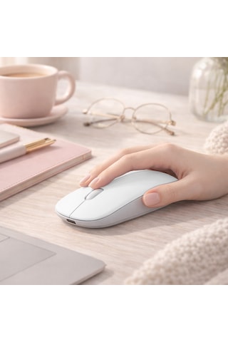 Apple Uyumlu MacBook iPad Bluetooth Şarjlı Mouse Usb Dongle Şarj Kablosu Dahil Sessiz İnce Ve Taşınabilir 13513