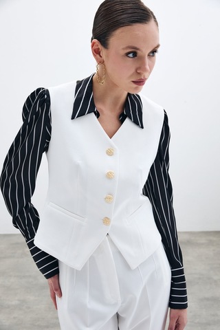 Sateen Yüksek Bel Pensli Pantolon - Ekru-135709 Ekru