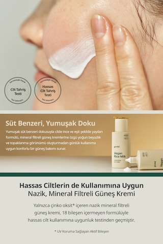 Mineral Filtreli, Nemli Bitişli Güneş Kremi Goodal Vegan Rice Milk Moisturizing Sun Cream Spf50+