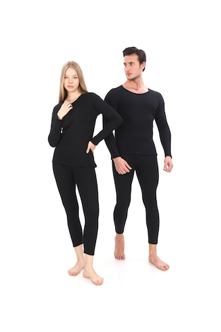 Sauna Suit Unisex Kışlık Termal Içlik, Sıcak Tutan Pamuklu Yakmayan, Termal Takım, Termal Siyah Fanila Iclik Siyah