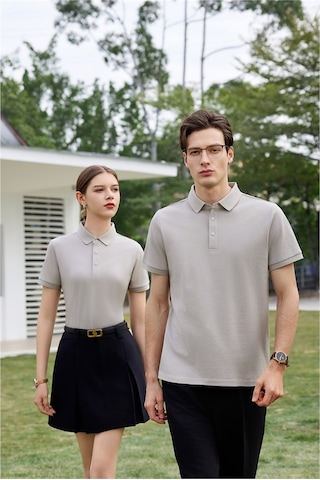 New Performance Premium Polo T-shirt 100% Pamuk Merserize Kayısı Gri