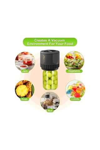 Honeybeeshop 1 Adet Siyah Otomatik Vakumlu Kapak Makinesi Usb Sarj Edilebilir 1200mah Lityum Pil Mutfak Dondurucu Kavanoz Icin Gida Koruyucu