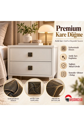 Haskan Gül Düğme Kulp Antik Sarı