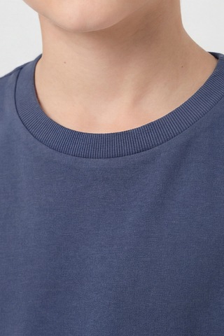 Koyu Mavi O Yaka Standart Fit Basic Unisex Çocuk T-shirt - 11328 Koyu Mavi
