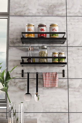 Olea Dekoratif Duvar Rafı Banyo Mutfak Düzenleyici Set - SS