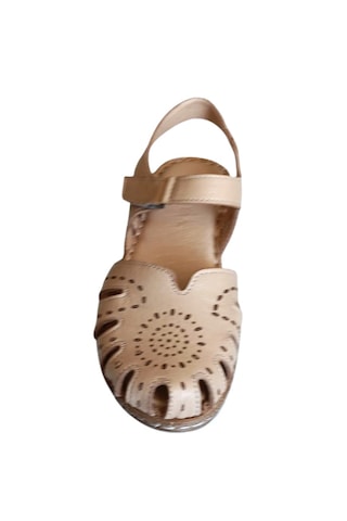 Castle Black 22380 Kadın Hakiki Deri Önü Kapalı Günlük Comfort Sandalet Bej