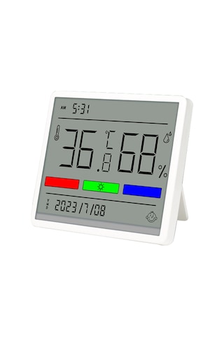 Yunboo Beyaz Evcil Dijital Sicaklık Nem Ölçer, Büyük Ekranlı, Zaman-tarih Gösterimi, Hassas Sensör, Cr2032 Pil İçerir