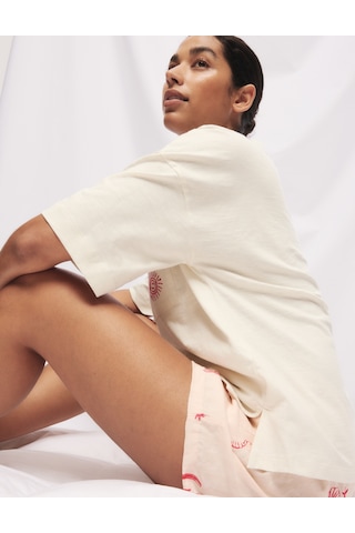 Marks & Spencer Cool Comfort:trade Mark: Baskılı Kısa Pijama Takımı Krem Mix