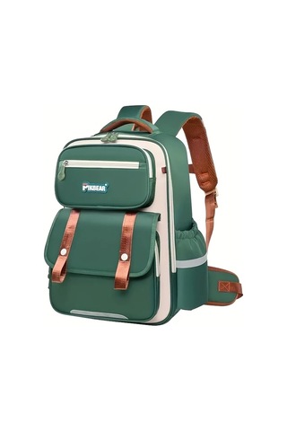 Cordial Yeşil Ayarlanabilir Askılar Büyük Kapasiteli Çoklu Cep Detaylı Şık Kontrast Renkli Harf Baskılı Sırt Çantası Dayanıklı Naylon Kadınlar İçin Rahat Gündelik Çanta Yeşil