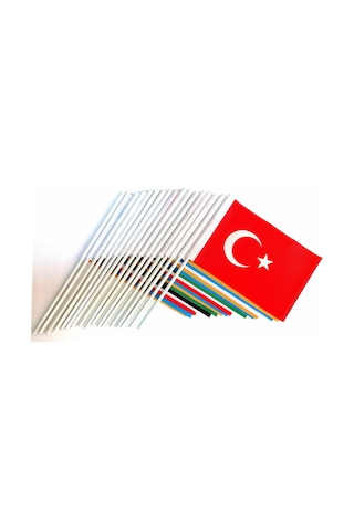 Eski Türk Devlet Bayrakları Sopalı 15X22.5Cm