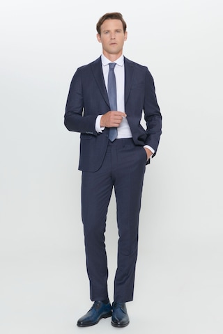 Erkek Lacı Slim Fit Dar Kesim Kırlangıç Yaka %100 Yün Çizgili Takım Elbise Lacı