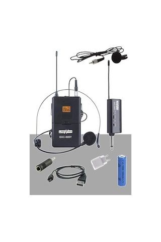 Lastvoice Sxc-999y Şarjlı Telsiz Kablosuz Headset Yaka Mikrofonu Uhf Sabit Kanal