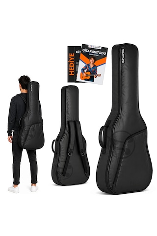 Fourtune Luca Siyah Klasik Gitar Kılıfı Kalın Taşıma Çantası Eğitim Metodu Hediye