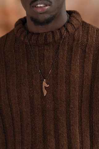 Oversize Kendinden Çizgili Pamuklu Kalın Triko Spor Kazak Kahverengi