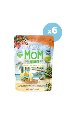MOM 6'lı Organik Tropikal Lolipop Ananas, Muz, Mango