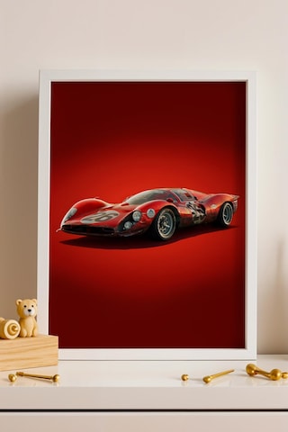 Saturn Ferrari 330 P4 Yarış Arabası Çerçeveli Tablo Erkek Odası Ve Garaj Dekoru Classic Car Collection