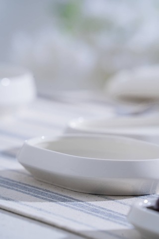 Acar Rumi Oval Kayık Tabak - 13 Cm Beyaz