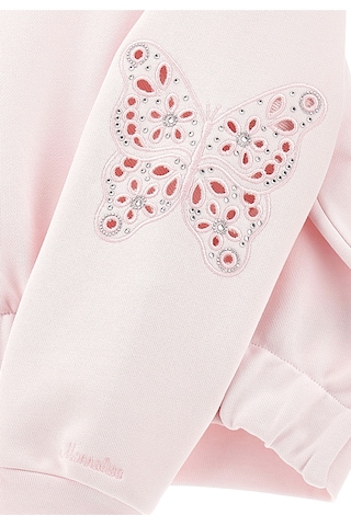 Monnalisa Çocuklar Için Kelebek Nakışlı Sweatshirt Pembe
