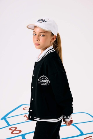 Defacto Kız Çocuk Okula Dönüş Slogan Baskılı Bisiklet Yaka Kalın Sweatshirt Kumaşı Hırka F2194a825aubk81 Siyah