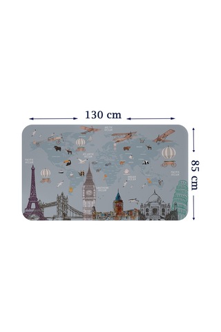 Eğitici Dünya Haritası Dünya Atlası Çocuk Ve Bebek Odası Duvar Sticker-85x130-3820 Çok Renkli