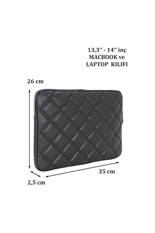 Case Club Apple Uyumlu MacBook Air Pro 13-14" Su Geçirmez Laptop Kılıfı Siyah