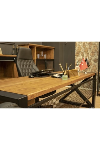 Deryawood Masif Ağaç Bilgisayar Masası 220 85 76 Cm Açık Ceviz